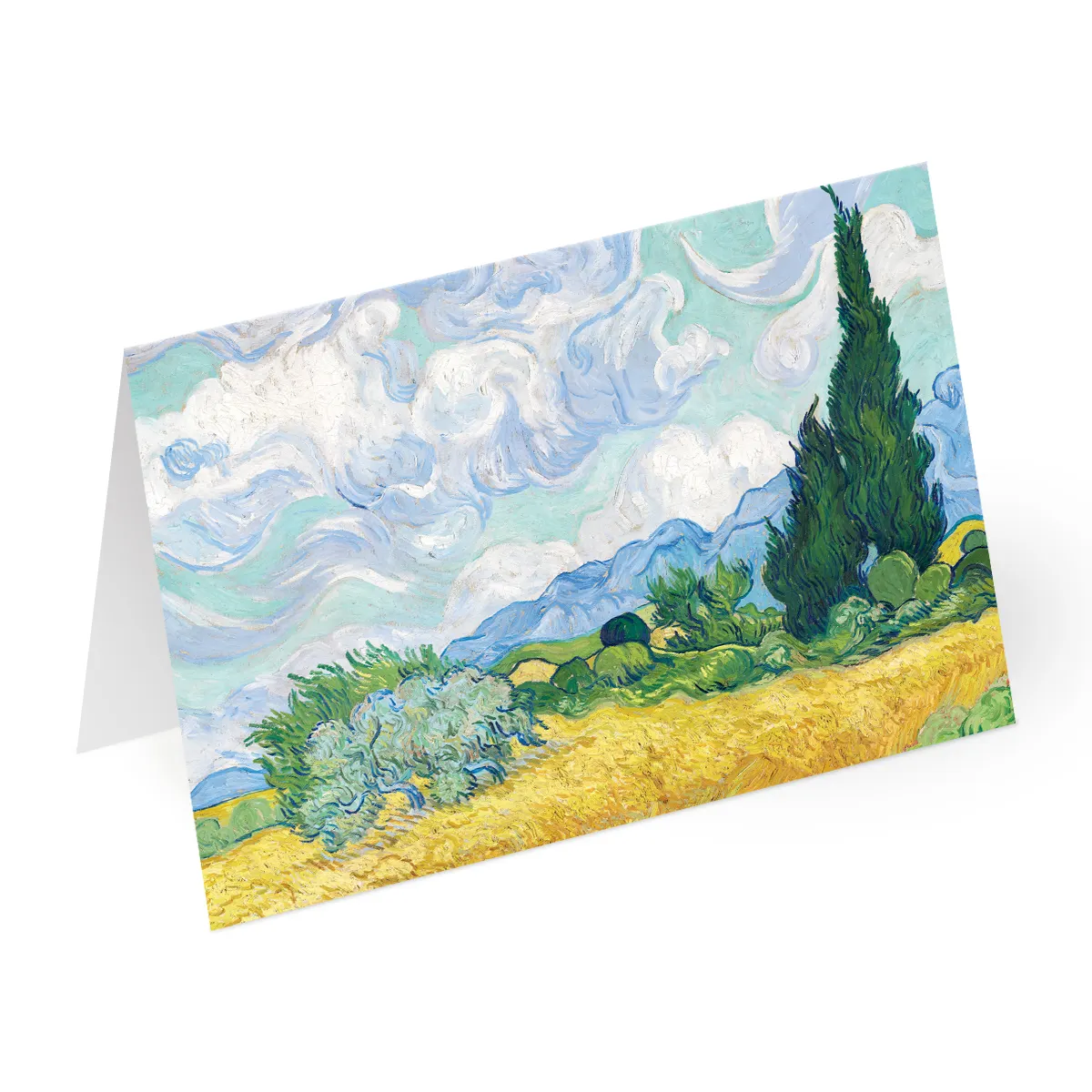Van Gogh A Wheatfield, with Cypresses Greetings Card