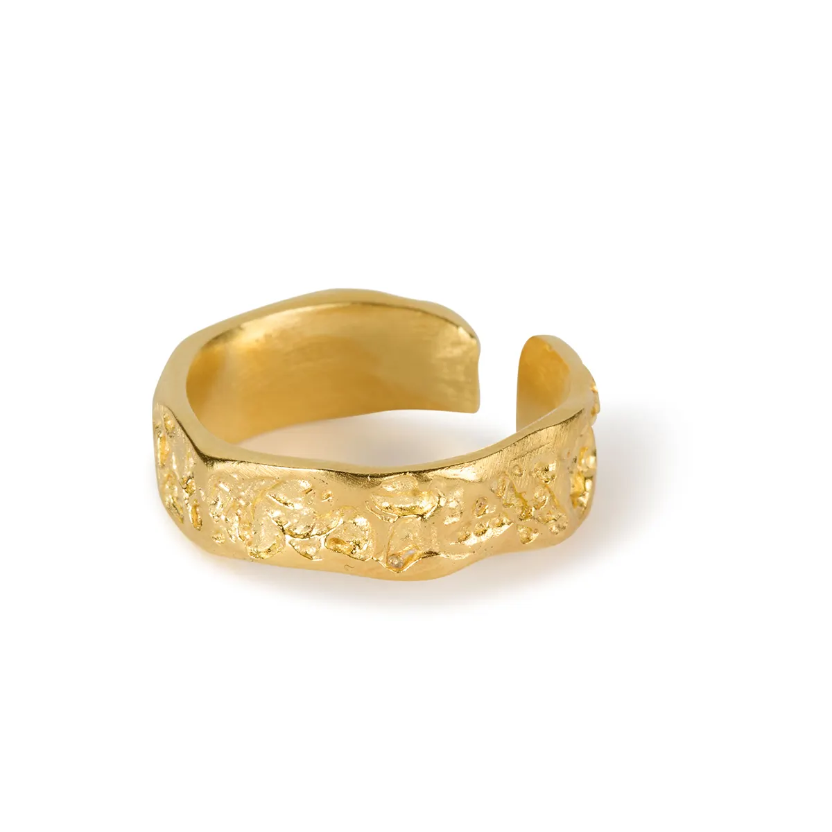 Gold-Plated Textured Ring - Adjustable