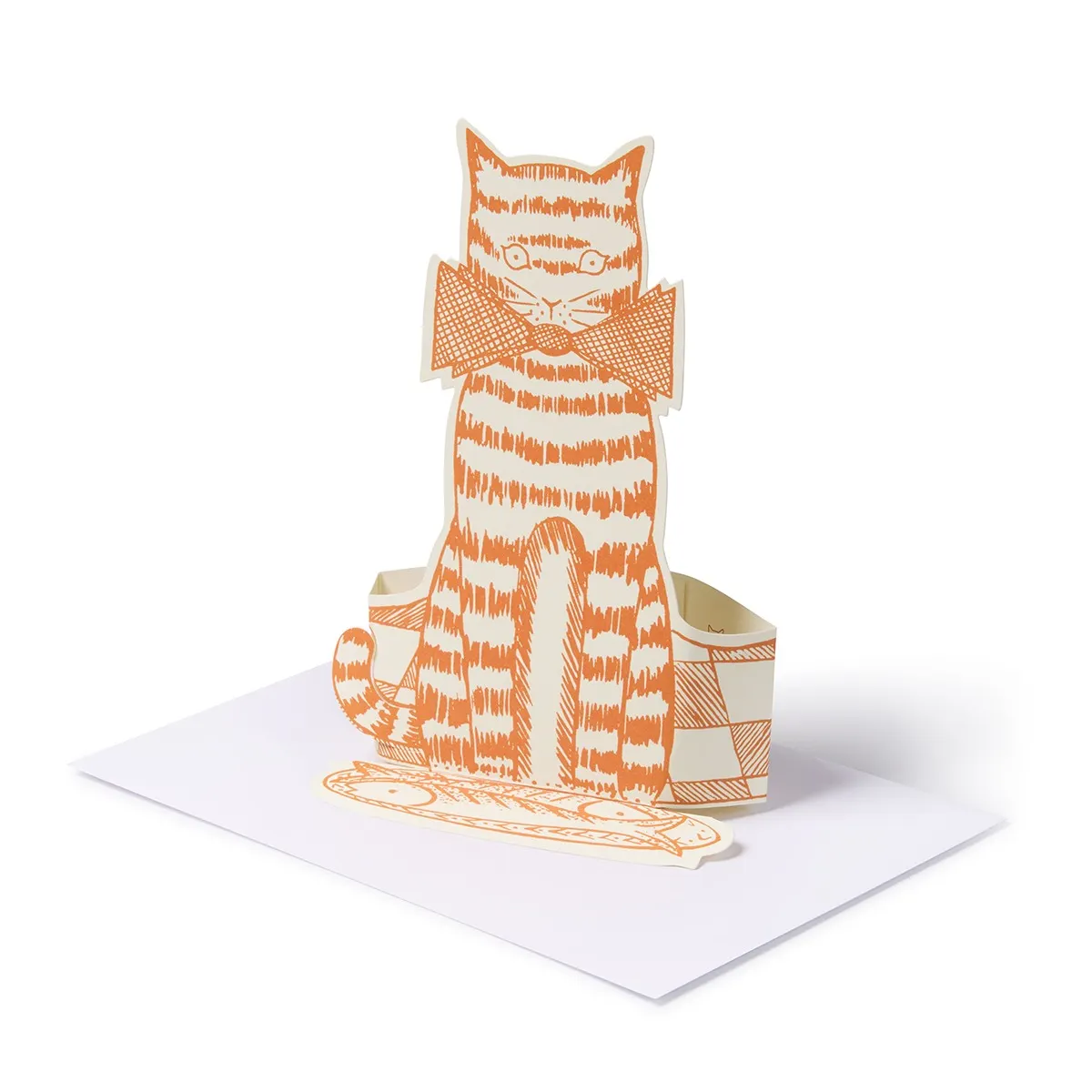 Ginger Cat with Mackerel Greetings Card