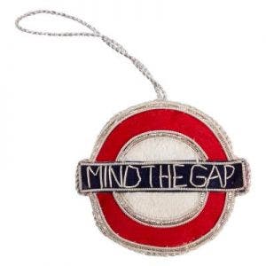 Small image of 'Mind The Gap' Embroidered Christmas Decoration