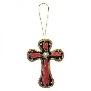 Small image of Virgin in Prayer Cross Hanging Decoration