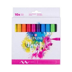 A white box of 10 Ecoline brush pens.