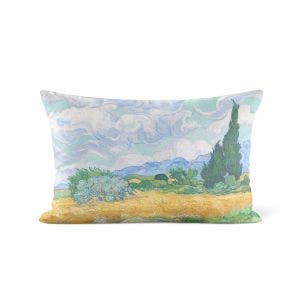Main image of A Wheatfield, with Cypresses Cushion. 