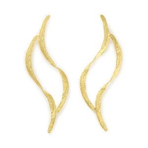 Main image of the Twin Leaf Gold Earrings.