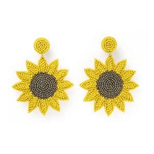 Main image of the Beaded Sunflower Earrings.