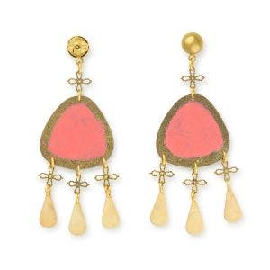 Main image of the Gold and Red Bronze Chandelier Earrings.