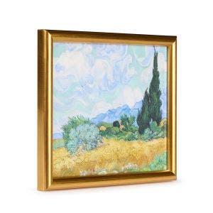 Main image of the small print of Van Gogh's 	A Wheatfield, with Cypresses in a gold frame