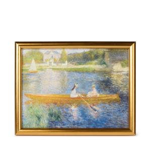 A gold framed print showing the painting.