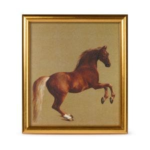 A gold framed print showing the painting.