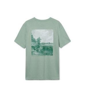Back of the t-shirt showing a detail from The Hay Wain.