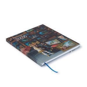 A desk diary for the year 2026 showing a painting on the front cover.
