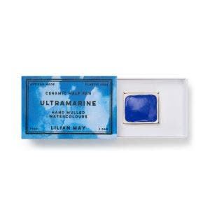 An open box, painted in ultramarine watercolour.