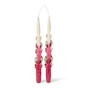 Main image of the set of two pink Sienese Tapered Candles  