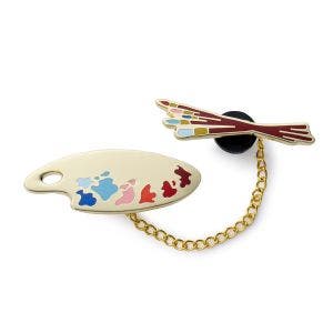 Paint Palette and Brush Duo Pin Badge