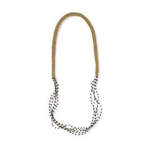 Gold Mesh Tube Necklace with Lapis Lazuli