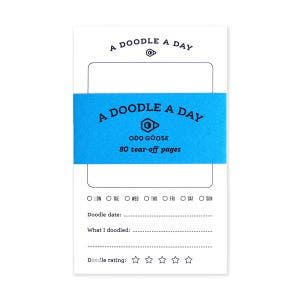 A Doodle A Day notepad with space to draw, date, describe, and rate daily doodles.