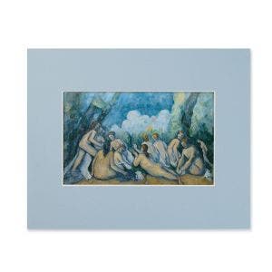 A blue coloured mount paper product with an image of Cezanne's painting.