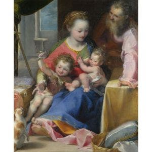 The Madonna and Child with Saint Joseph and the Infant Baptist ('La Madonna del Gatto') Print