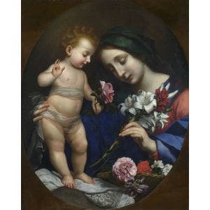 The Virgin and Child with Flowers Print 
