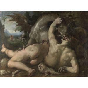 Two Followers of Cadmus devoured by a Dragon Print