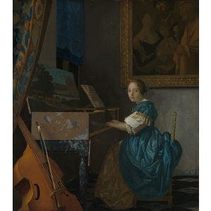 A Young Woman seated at a Virginal