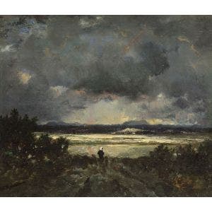 Landscape with Stormy Sunset Print