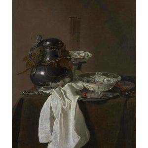 Still Life with a Pewter Flagon and Two Ming Bowls Print