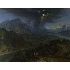 Mountain Landscape with Lightning Print