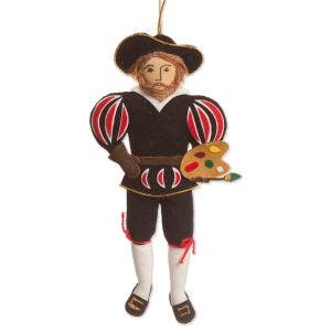 A decoration of a man holding a paint palette.