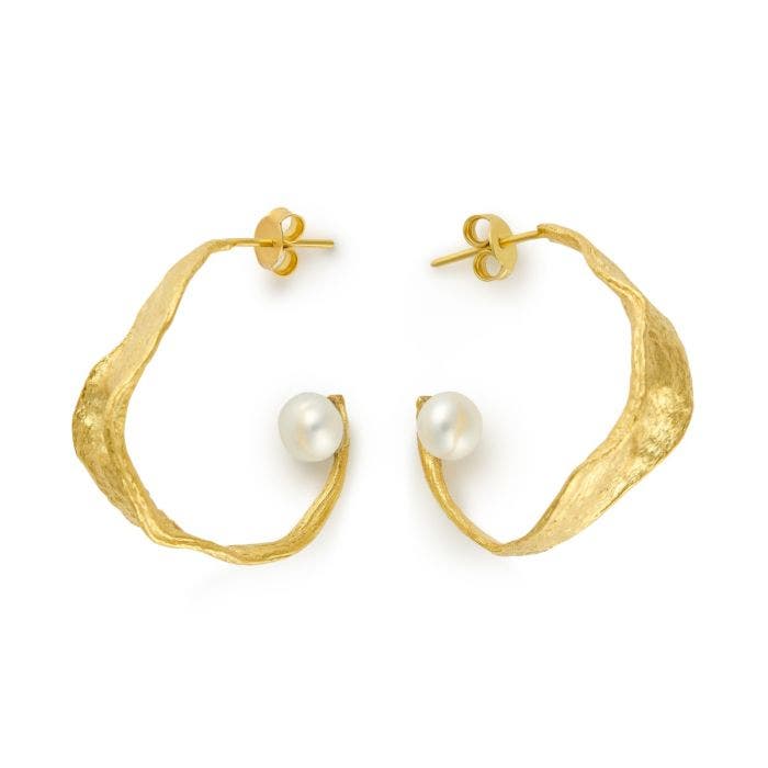 Leaf pearl earrings shop