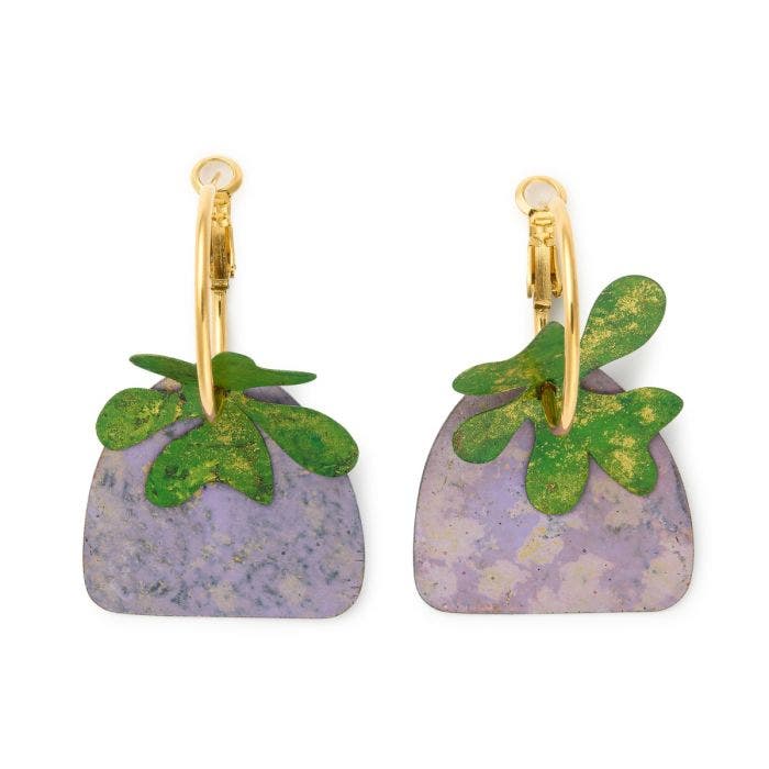 Green and Purple Botanical Hoop Earrings National Gallery Shop